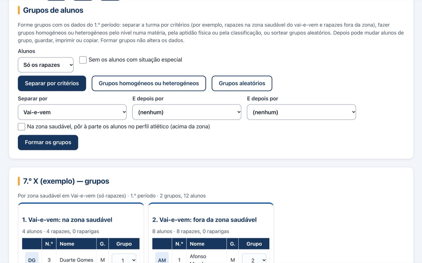 Grupos de alumnos: separar por criterios, grupos homogéneos o heterogéneos, grupos aleatorios y los grupos formados.